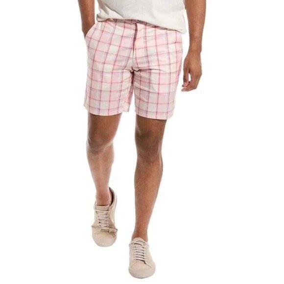 Rag & Bone Mens Size 29 x 9 Pink Multi  Printed Paperweight Chino Shorts NEW - Picture 1 of 2